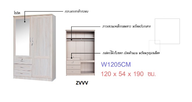ตู้เสื้อผ้า 120 ซม. CM ตู้เสื้อผ้า 120 ซม. CM